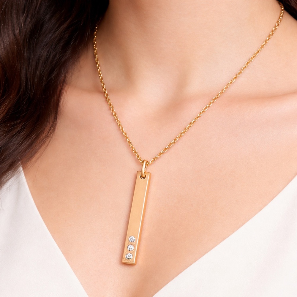 Valentines gift Minimalist Gold Necklace with CZ Stones